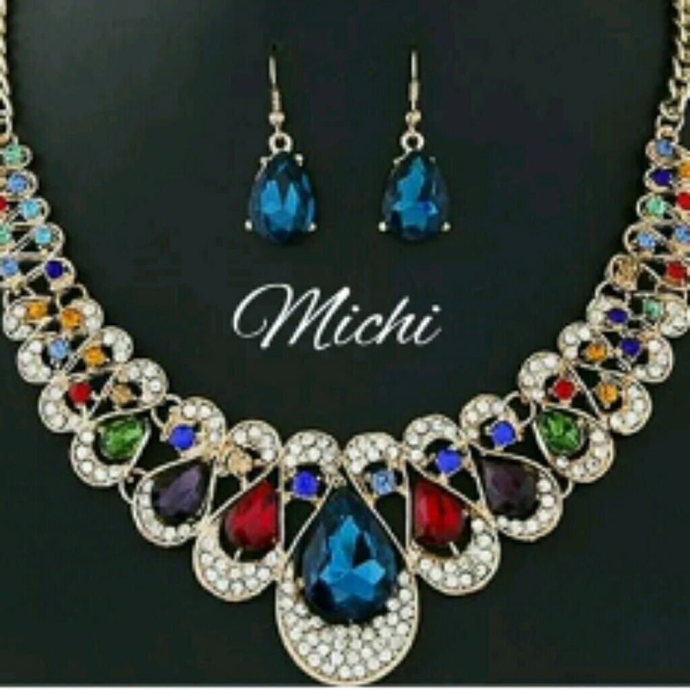 Bold Wild Nigerian African Bib Necklace & earring